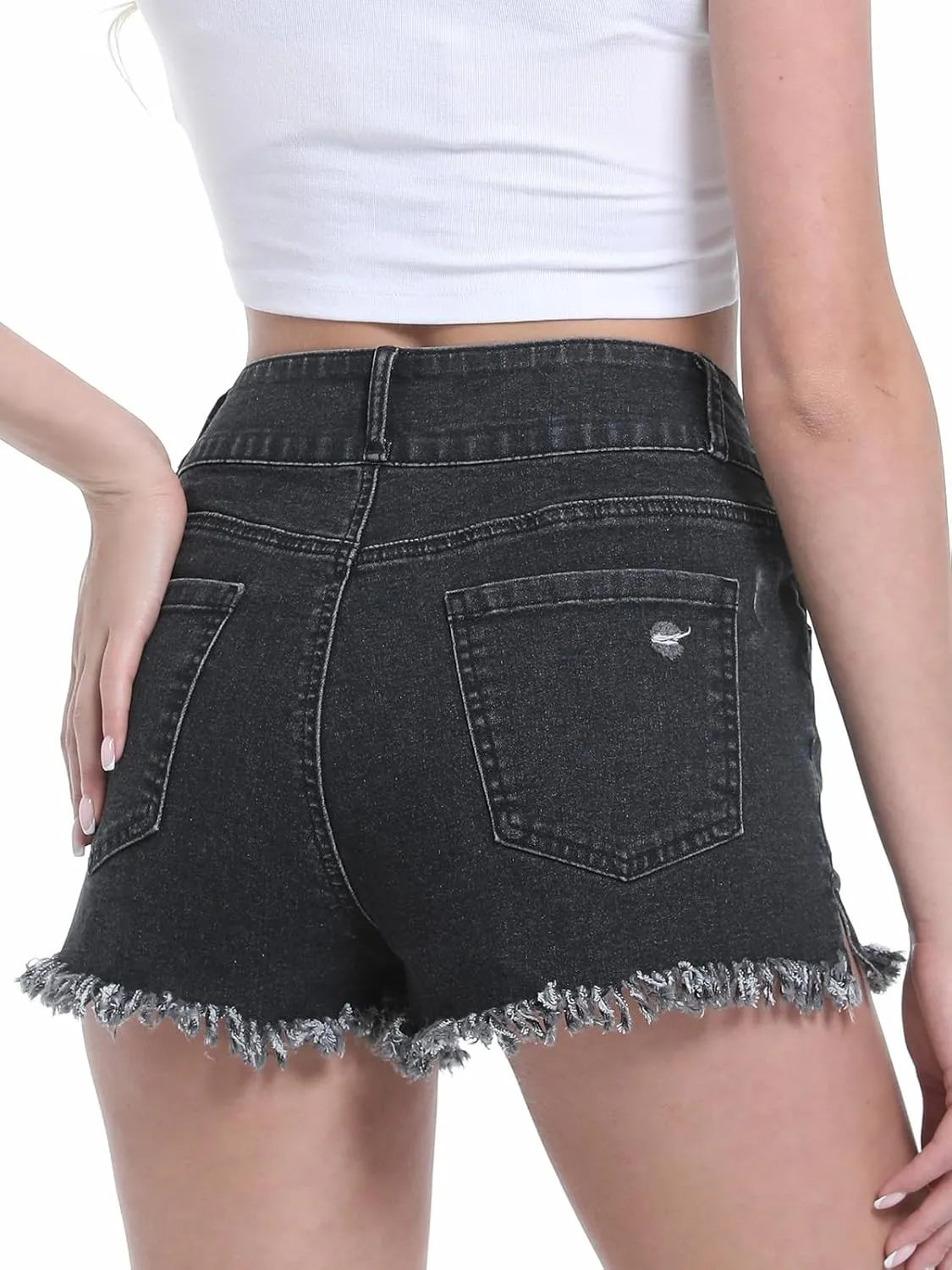 Jean Shorts for Women,High Waisted Stretchy Ripped Frayed Raw Hem Casual Denim Cut Off Shorts with Pockets