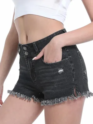 Jean Shorts for Women,High Waisted Stretchy Ripped Frayed Raw Hem Casual Denim Cut Off Shorts with Pockets