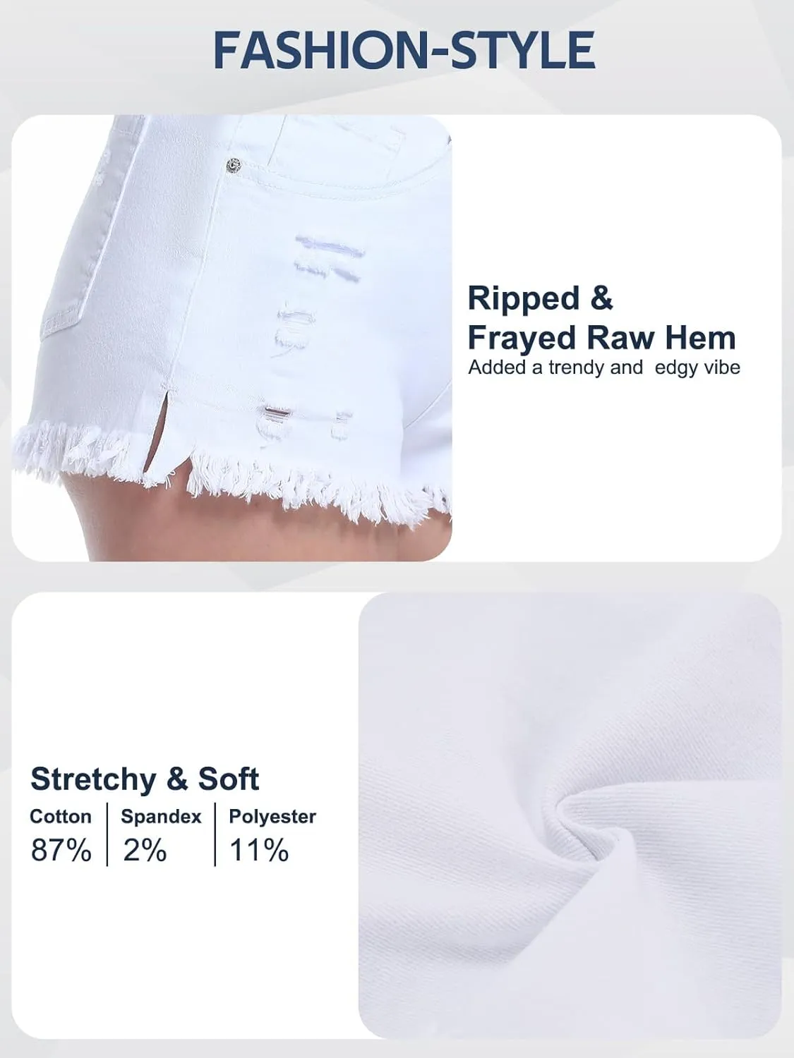 Jean Shorts for Women,High Waisted Stretchy Ripped Frayed Raw Hem Casual Denim Cut Off Shorts with Pockets
