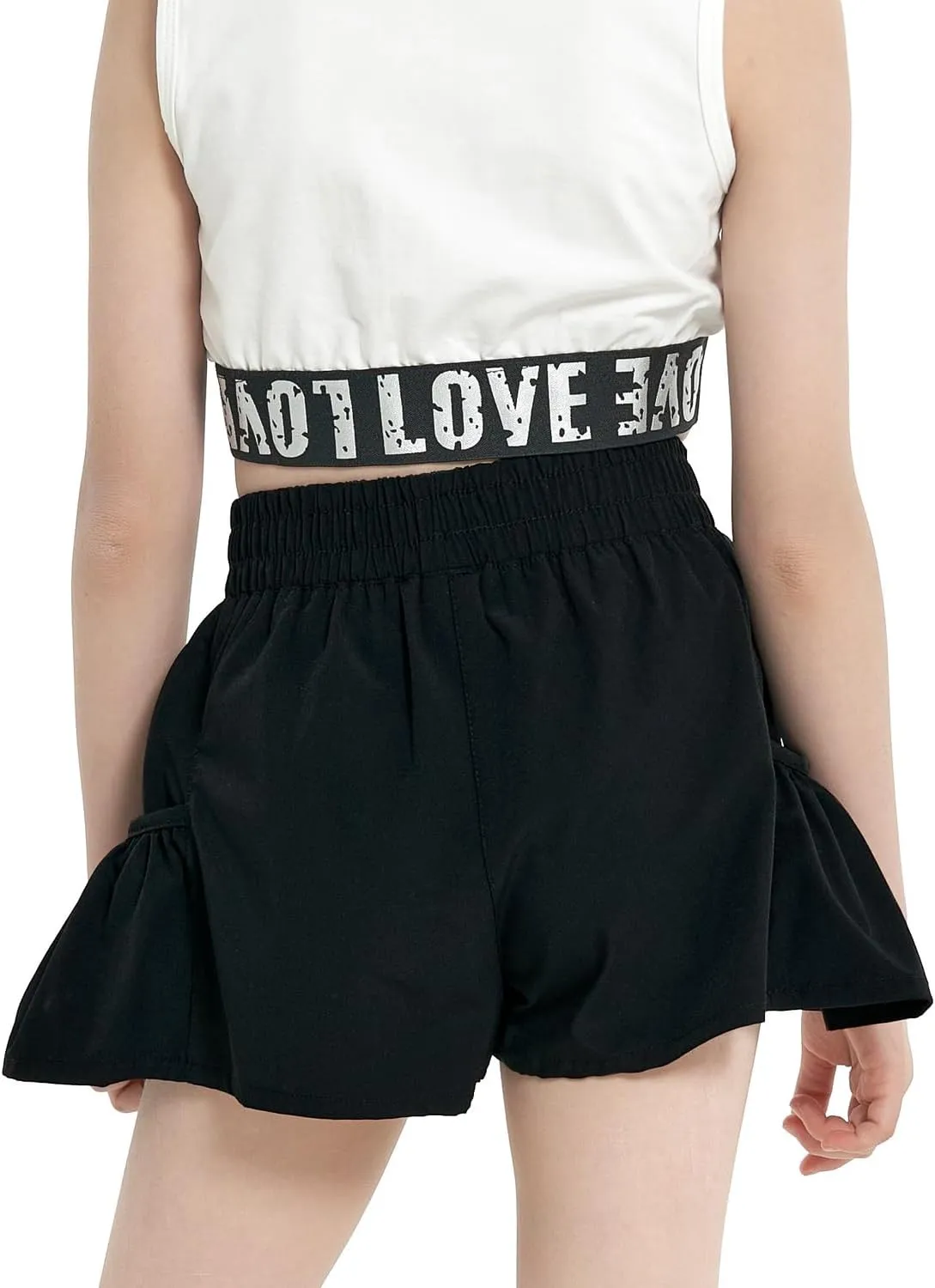 JiAmy Girls Athletic Shorts Quick Dry Running Dance Workout Gym Flowy Shorts Girls Skorts with Pockets 5-14 Years