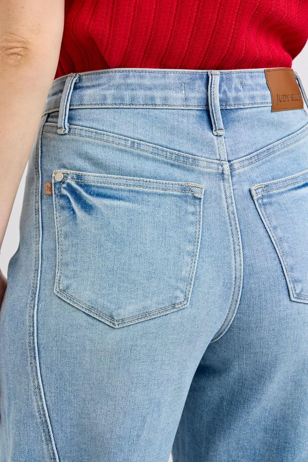 Judy Blue High-Waisted Side Panel Barrel Leg Jeans for Women – Stretch Denim, Comfortable Fit, Trendy Casual Wide Leg Jeans