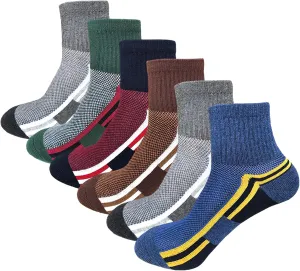 J.WMEET Men's Quarter Ankle Socks Athletic Running Hiking Cushion Performance Ventilation Sports Cotton Socks 6 Pack