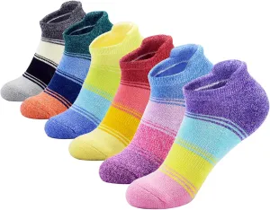 J.WMEET Womens Ankle Athletic Socks Low Cut Cushioned Breathable Running Performance Sport Tab Cotton Socks 6 Pack