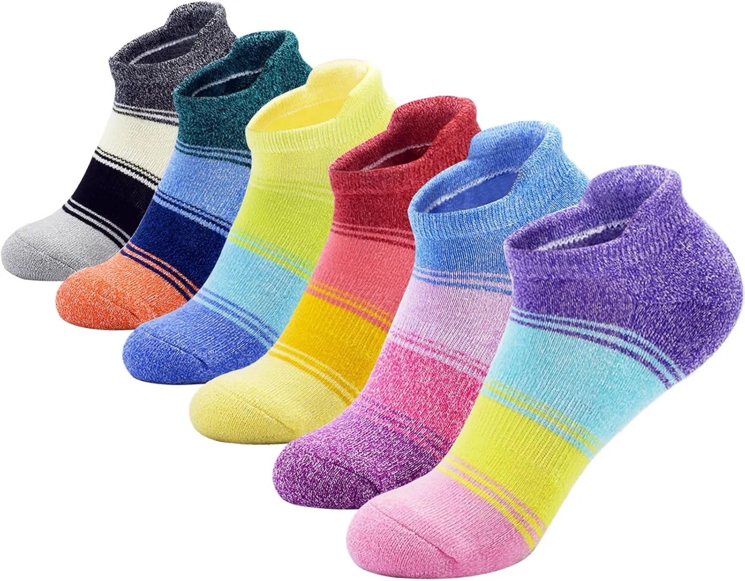J.WMEET Womens Ankle Athletic Socks Low Cut Cushioned Breathable Running Performance Sport Tab Cotton Socks 6 Pack