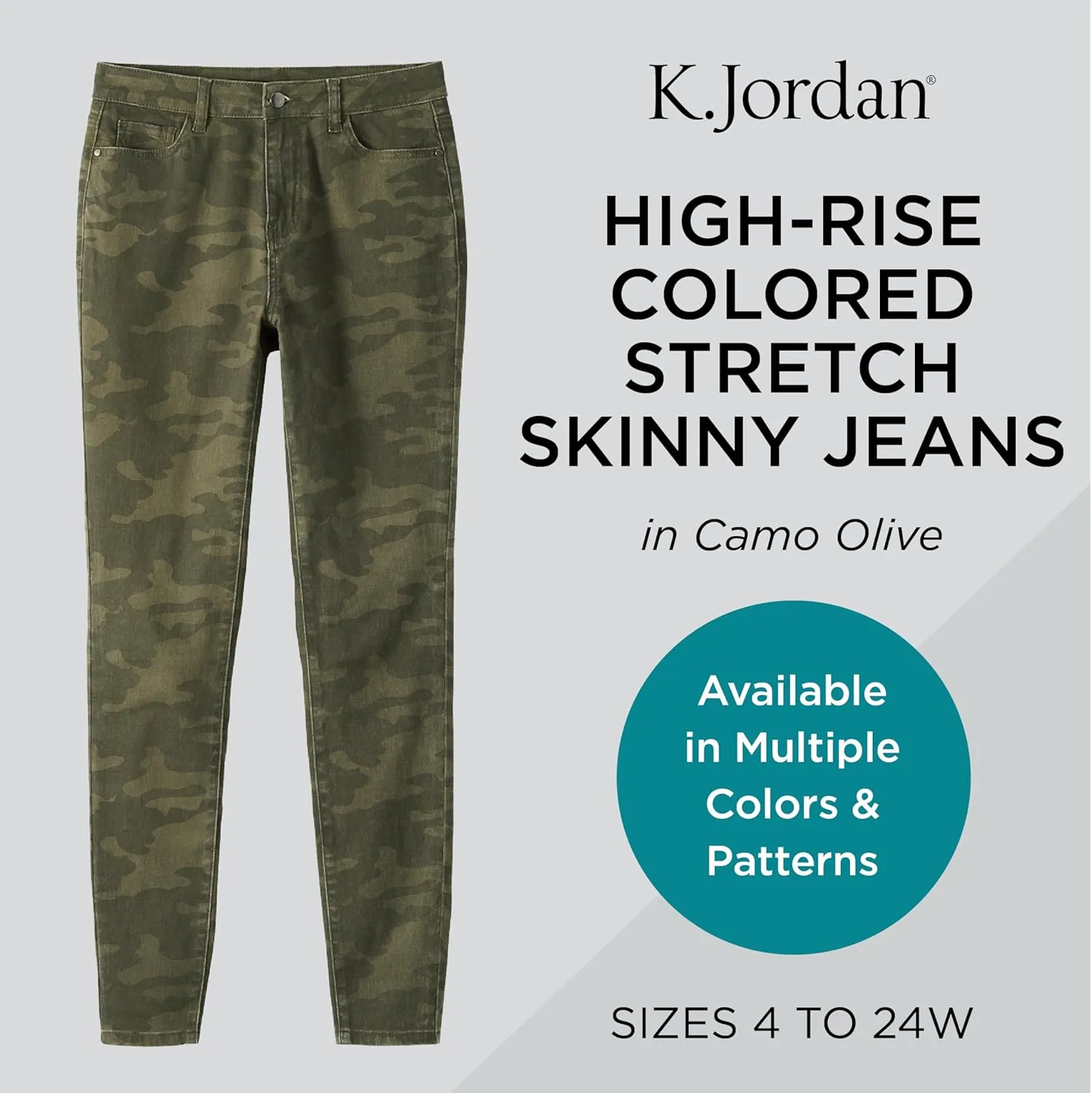 K. Jordan Womens Highrise Colored Stretch Skinny Jeans