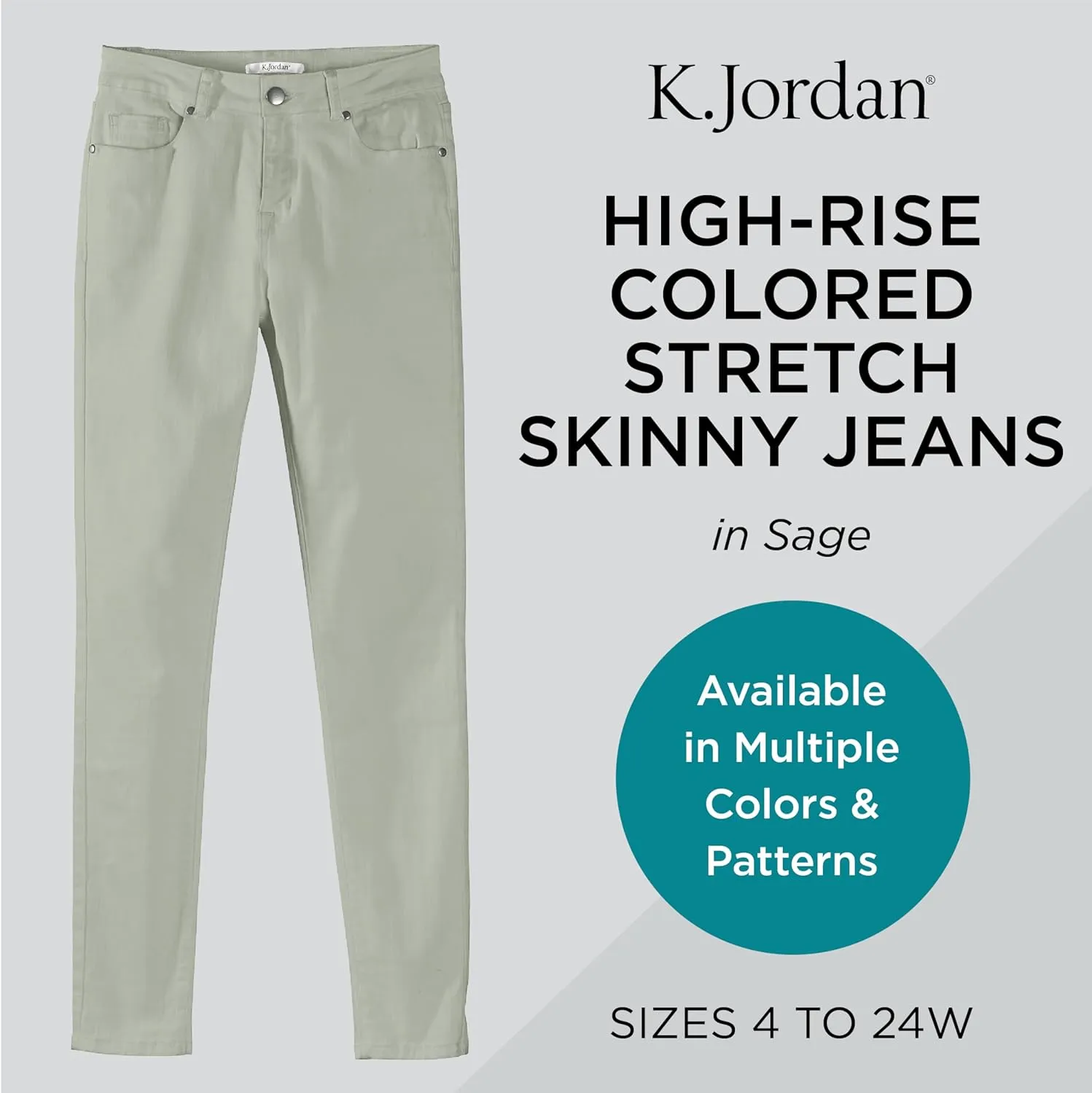 K. Jordan Womens Highrise Colored Stretch Skinny Jeans