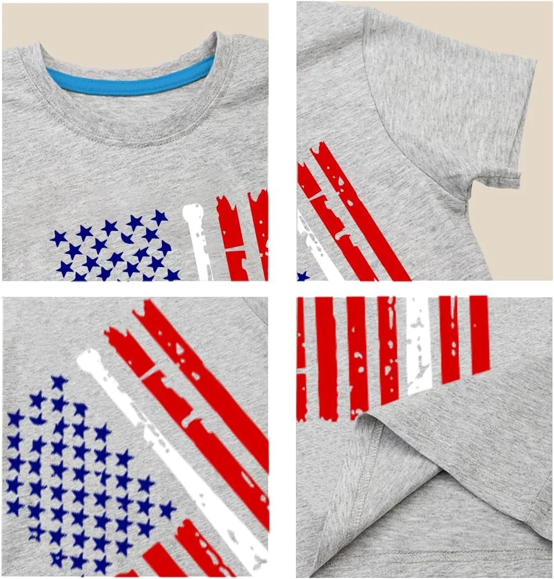Kid 4th of July T-Shirts Boys Girls American Flag Shirt Patriotic Top Short Sleeve Tees 4-12 Years