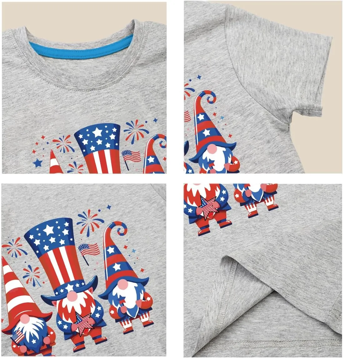 Kid 4th of July T-Shirts Boys Girls American Flag Shirt Patriotic Top Short Sleeve Tees 4-12 Years