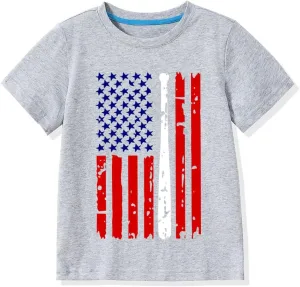 Kid 4th of July T-Shirts Boys Girls American Flag Shirt Patriotic Top Short Sleeve Tees 4-12 Years