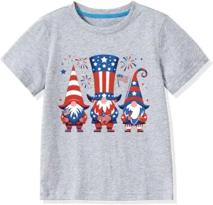 Kid 4th of July T-Shirts Boys Girls American Flag Shirt Patriotic Top Short Sleeve Tees 4-12 Years