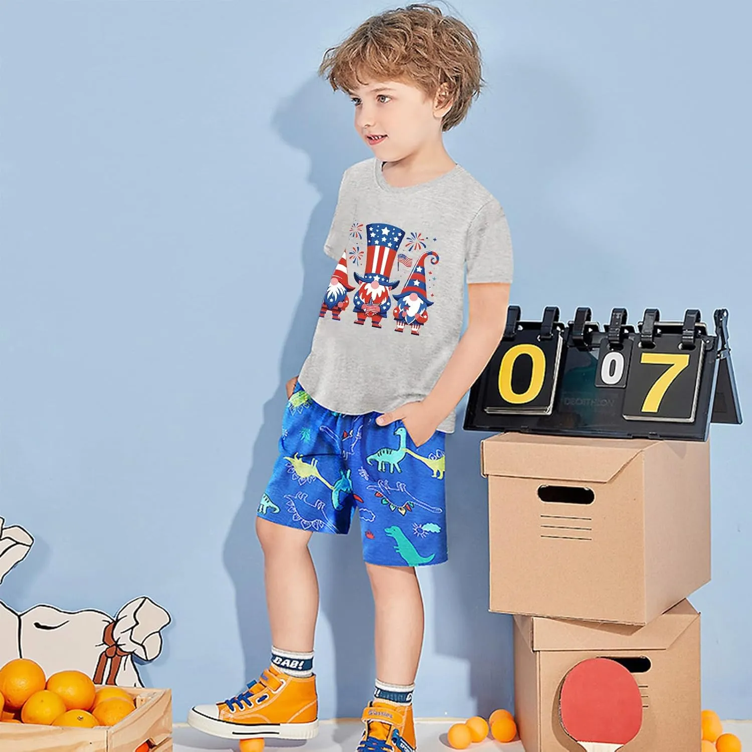 Kid 4th of July T-Shirts Boys Girls American Flag Shirt Patriotic Top Short Sleeve Tees 4-12 Years