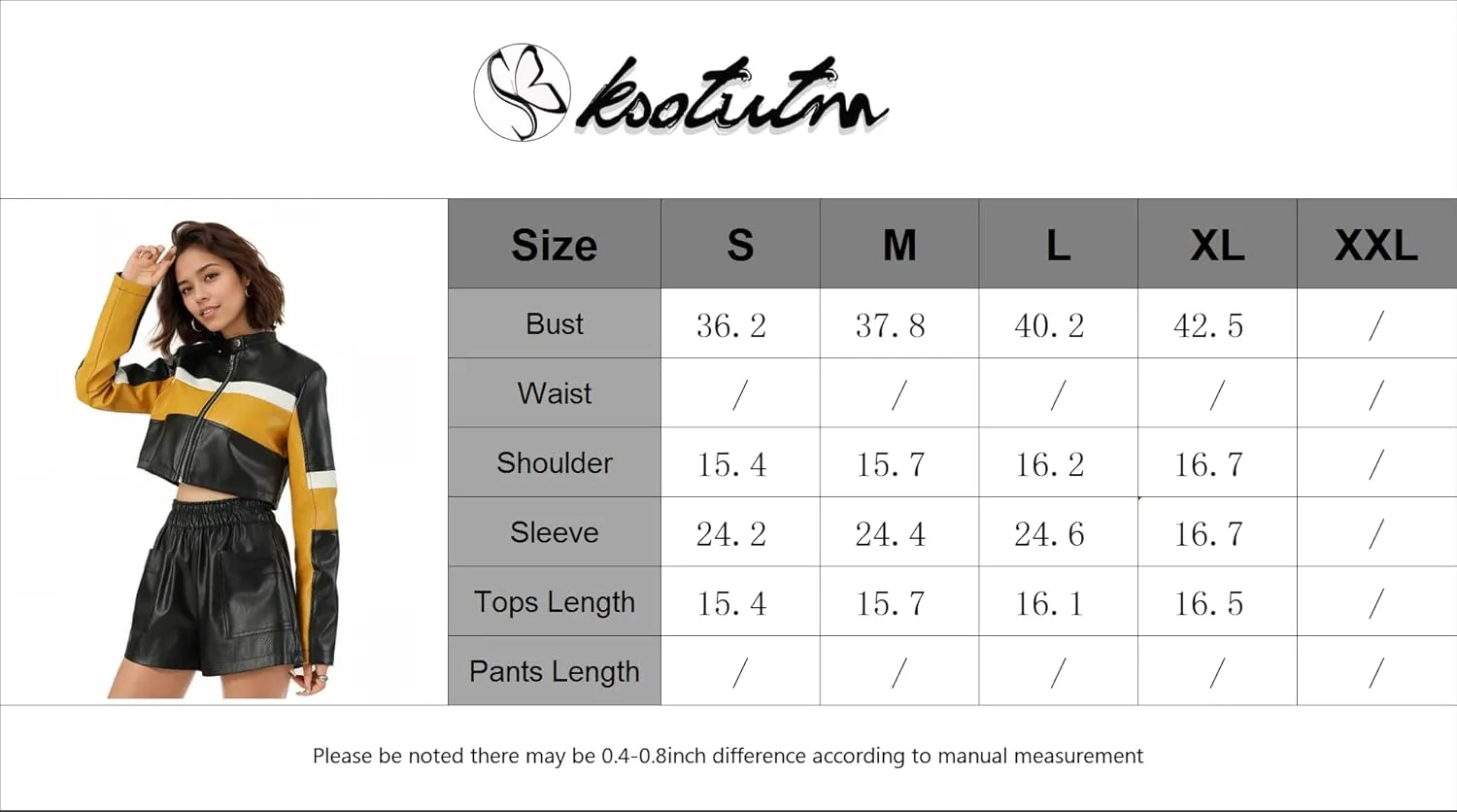 ksotutm Women's PU Leather Jackets Zipper Moto Biker Short Leather Jacket Women Bomber Jacket PU Coats