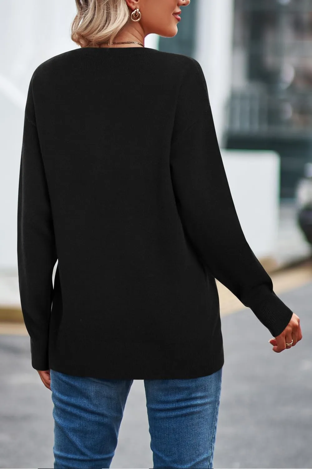 LAISHEN Women's Fall Fashion 2025 Casual Long Sleeve Crewneck Loose Knit Pullover Cute Sweater Tops