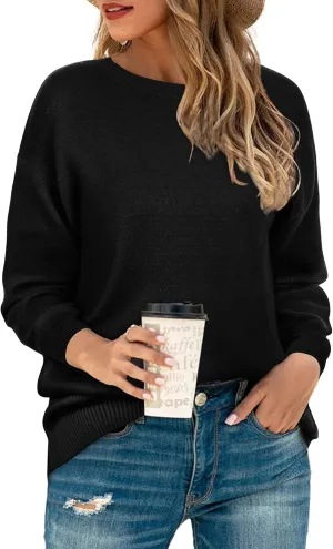 LAISHEN Women's Fall Fashion 2025 Casual Long Sleeve Crewneck Loose Knit Pullover Cute Sweater Tops