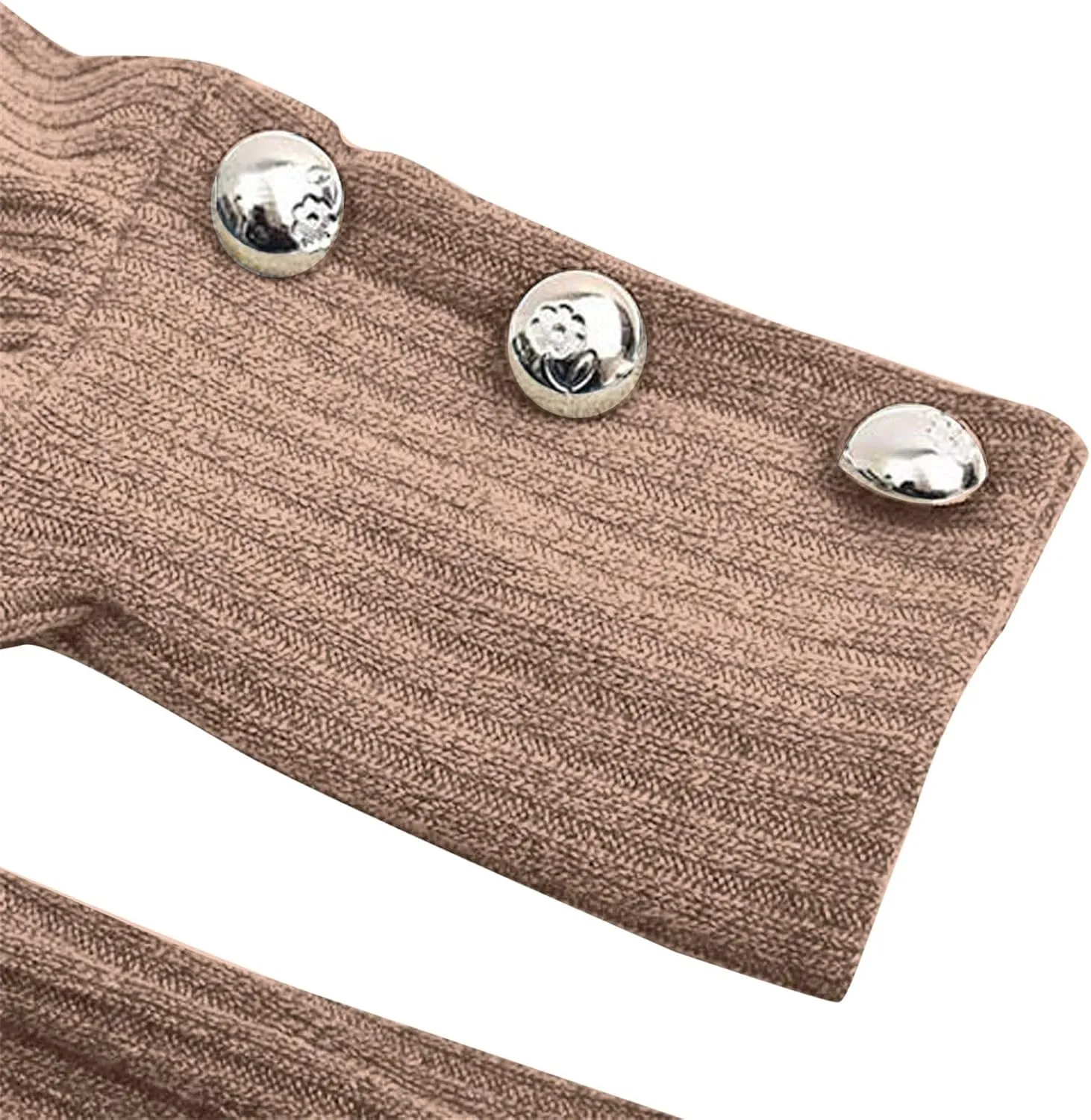 LCMTWX Oversized Sweater for Women Loose Women Sleeve Button Knitted Turtleneck Sweater Round Neck Striped Pullover Fashion