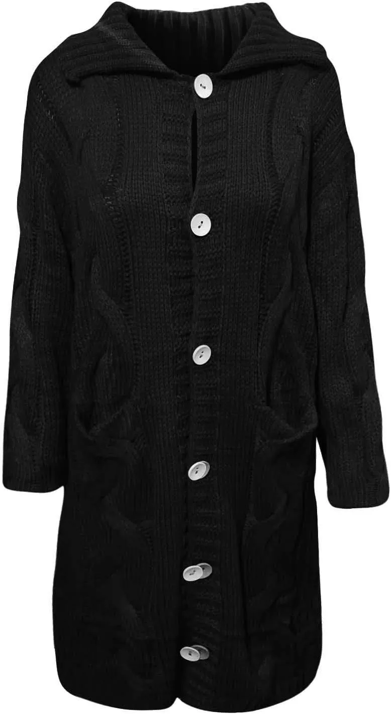 LCMTWX Oversized Sweater for Women Loose Women Sleeve Button Knitted Turtleneck Sweater Round Neck Striped Pullover Fashion