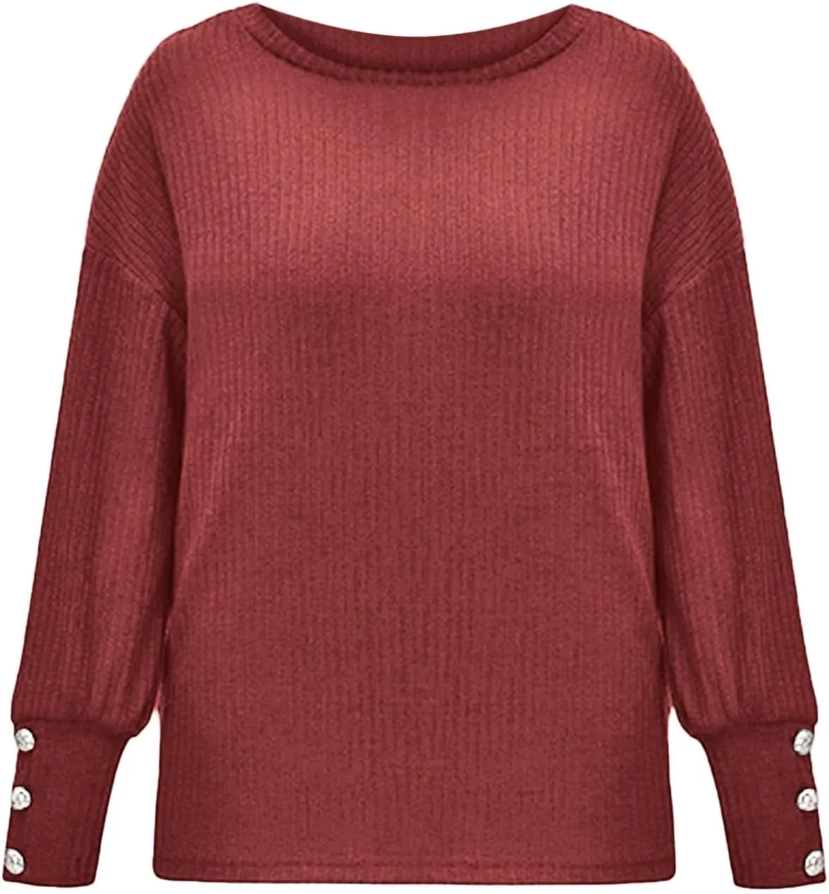 LCMTWX Oversized Sweater for Women Loose Women Sleeve Button Knitted Turtleneck Sweater Round Neck Striped Pullover Fashion