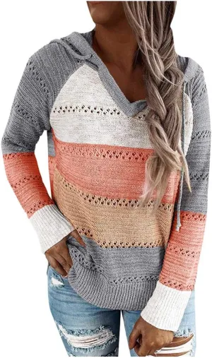 LCMTWX Oversized Sweater for Women Loose Women Sleeve Button Knitted Turtleneck Sweater Round Neck Striped Pullover Fashion