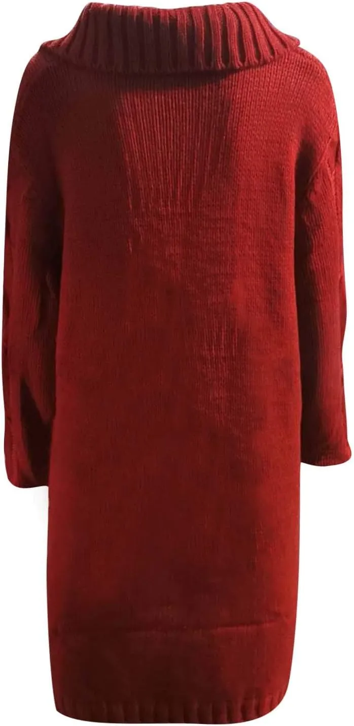 LCMTWX Plus Size Sweater for Women Button Long Pullover Women Tops Turtleneck Sweater Slim Fitting Knitwear Tops Round Neck