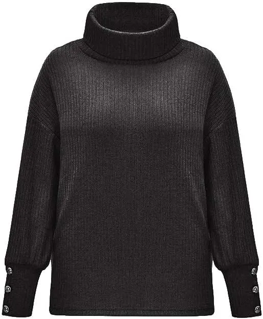 LCMTWX Sweaters for Women Sweater Button Long Pullover Women Tops Turtleneck Sweater Fall Sweaters Round Neck Slim Fitting