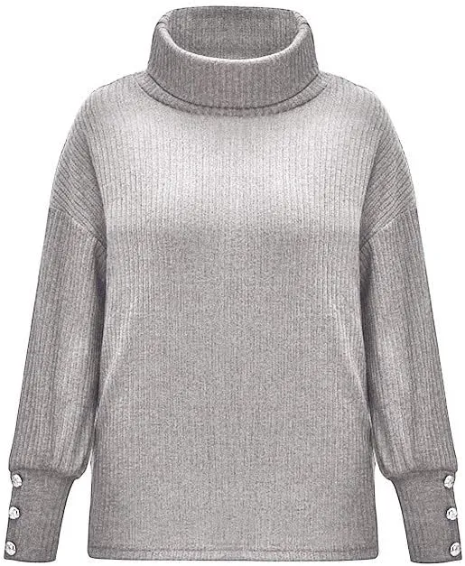 LCMTWX Womens Plus Size Sweater Button Long Pullover Women Tops Turtleneck Sweater Fall Fuzzy Knit Warm Pullover Sweater