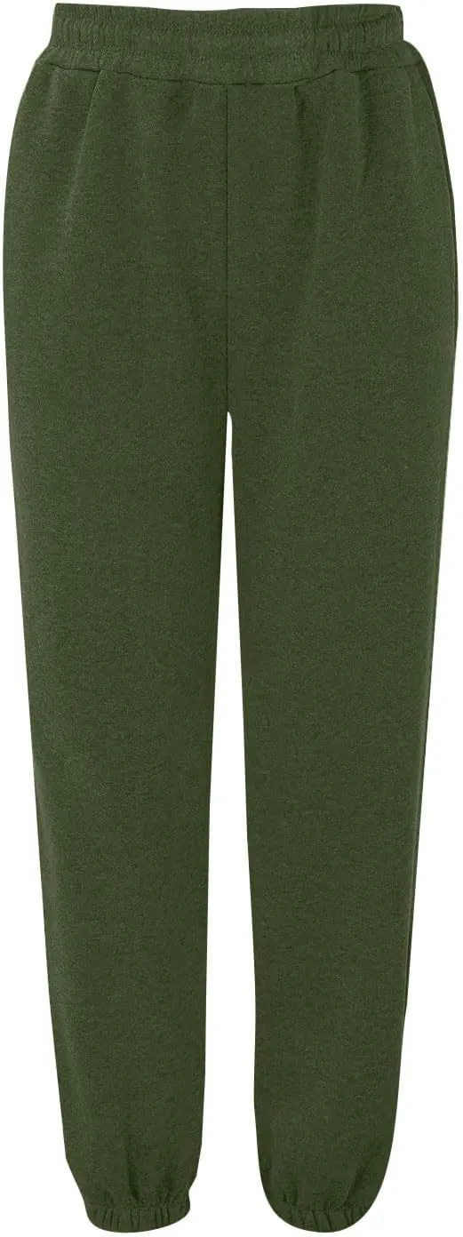 lcyhony Fleece Jogger Sweatpants Women Baggy Comfy Straight Leg Yoga Pants with Pockets Stretch Casual Athletic Sweat Pants