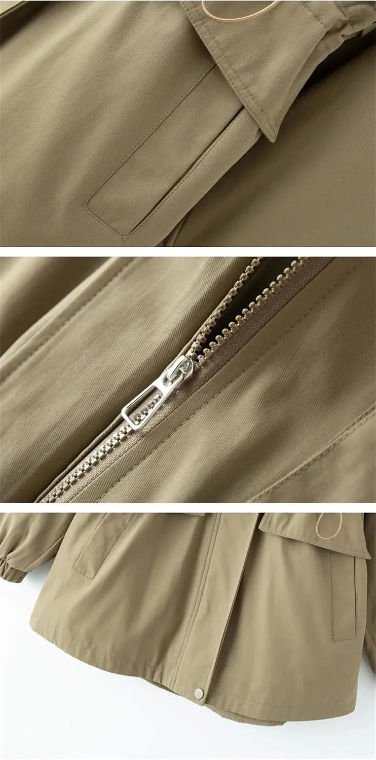 Leisure Hooded Trench Coat For Women’S Spring And Autumn Fashionable Slimming Coat Versatile Overcoat