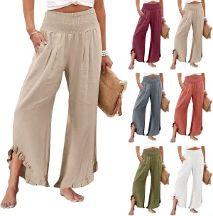 Linen Pants Women Summer Boho Wide Leg High Waist Lounge Palazzo Pant 2025 Casual Beach Vacation Outfits