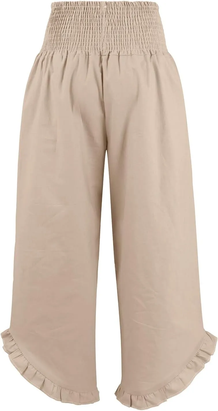 Linen Pants Women Summer Boho Wide Leg High Waist Lounge Palazzo Pant 2025 Casual Beach Vacation Outfits
