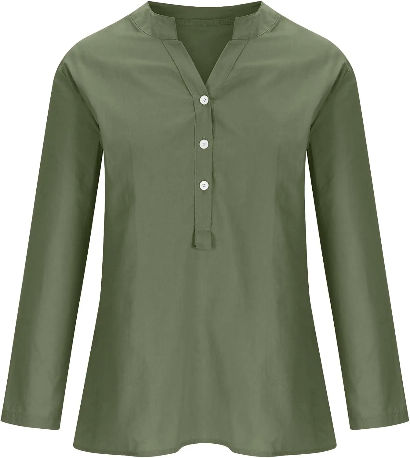 Long Sleeve Shirts for Women Cotton Linen Plus Size Sexy Fashion V-Neck Button Blouse Stylish Loose Tops Summer Solid
