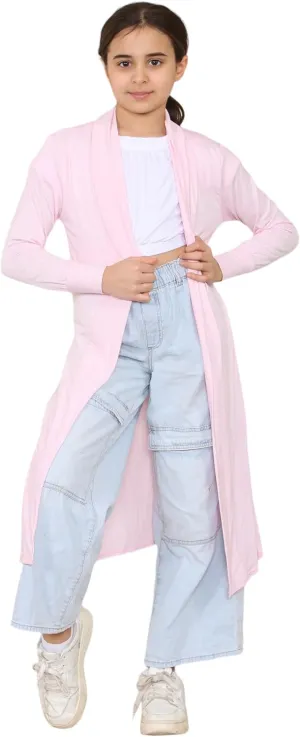 Loxdonz Kids Long Open Front Cardigan Coverup Boyfriend Cardigan Sweater for Girl's Beach Cover ups Kimono Maxi Duster