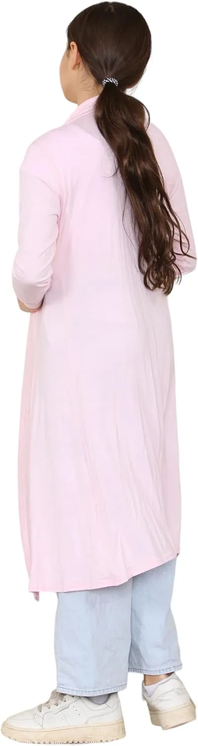 Loxdonz Kids Long Open Front Cardigan Coverup Boyfriend Cardigan Sweater for Girl's Beach Cover ups Kimono Maxi Duster