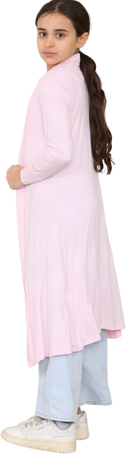Loxdonz Kids Long Open Front Cardigan Coverup Boyfriend Cardigan Sweater for Girl's Beach Cover ups Kimono Maxi Duster