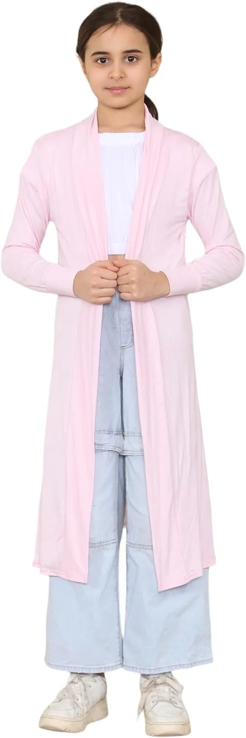 Loxdonz Kids Long Open Front Cardigan Coverup Boyfriend Cardigan Sweater for Girl's Beach Cover ups Kimono Maxi Duster