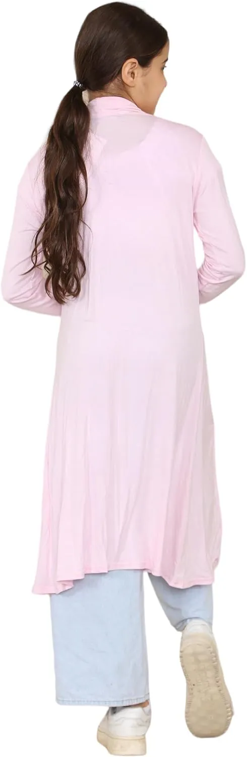 Loxdonz Kids Long Open Front Cardigan Coverup Boyfriend Cardigan Sweater for Girl's Beach Cover ups Kimono Maxi Duster