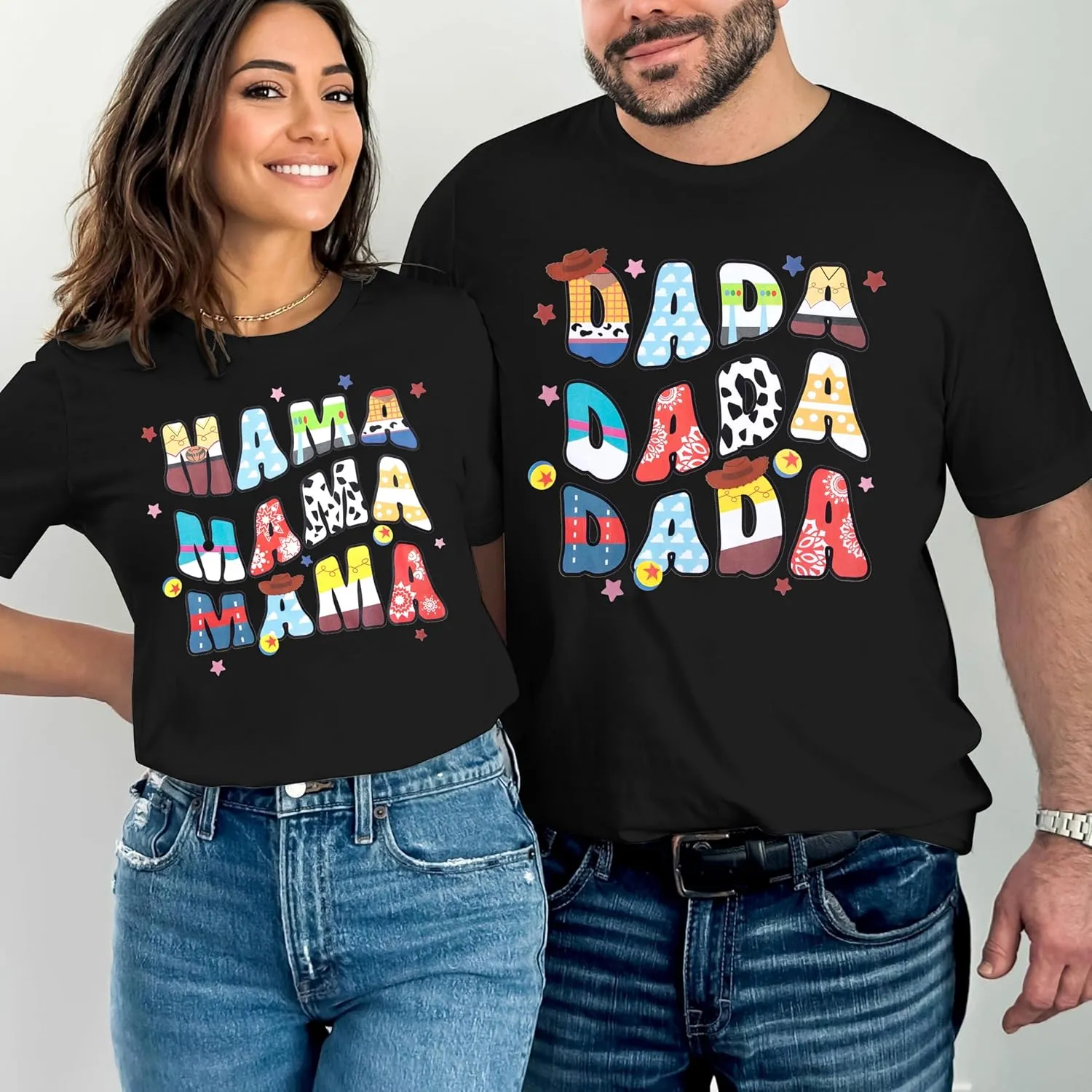 LUKYCILD Mom and Dad Matching Shirts Couples Matching Outfits Pregnancy Announcement T-Shirt Casual Graphic Tee