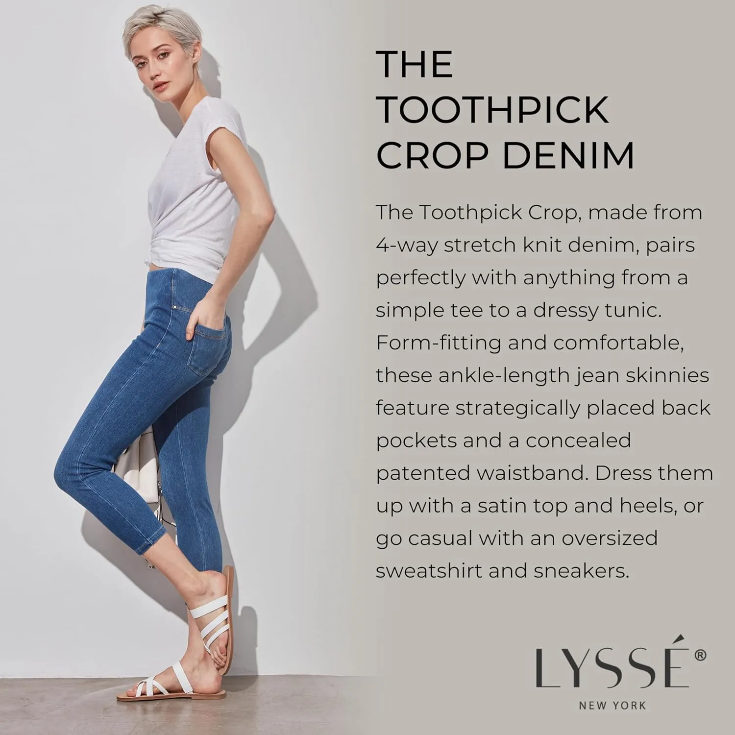 Lyss Cropped Toothpick Skinny Jeans  Skinny Stretch Jeans for Women Plus Size with Stretch Denim