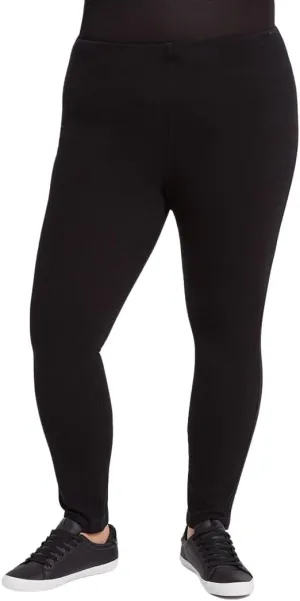 Lyss Women's Toothpick Denim Leggings - Plus Size Stretch Jeans for Women with Hidden Waistband (Black, 1X)