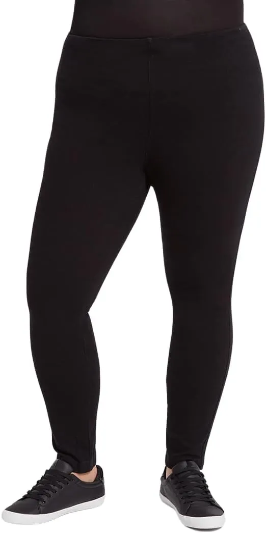 Lyss Women's Toothpick Denim Leggings - Plus Size Stretch Jeans for Women with Hidden Waistband (Black, 1X)