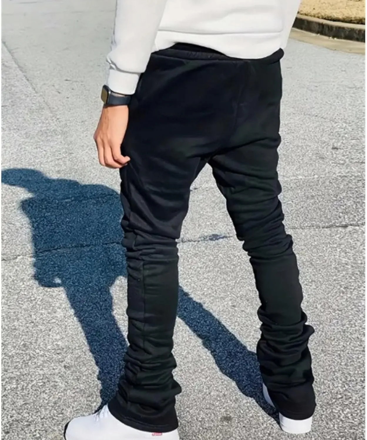 Men Y2K Stacked Flared Sweatpants Athletic Casual Loose Fit Sweatpants Big and Tall Drawstring Running Pants