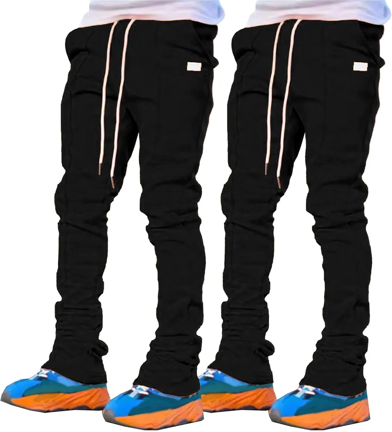 Men Y2K Stacked Flared Sweatpants Athletic Casual Loose Fit Sweatpants Big and Tall Drawstring Running Pants