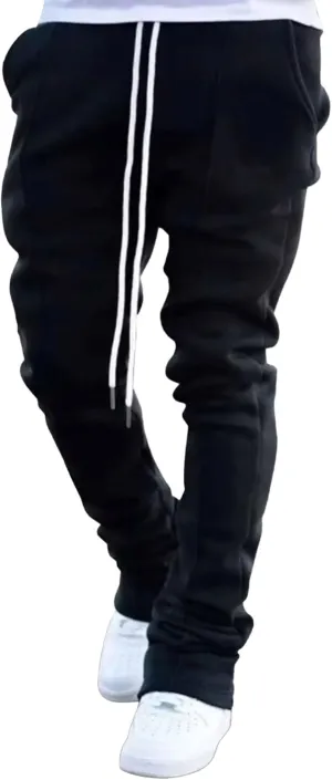 Men Y2K Stacked Flared Sweatpants Athletic Casual Loose Fit Sweatpants Big and Tall Drawstring Running Pants