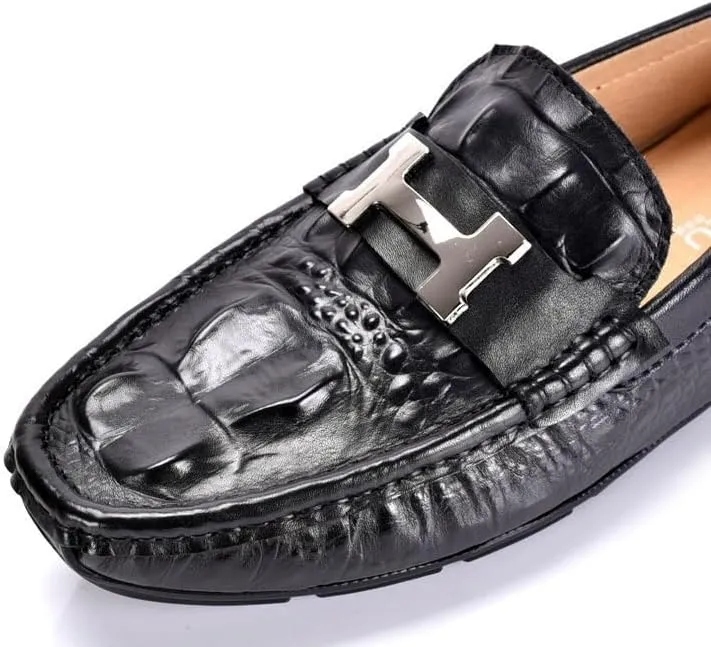 Men's Black Leather Platform Chunky Slip-On Penny Loafers Mens Fashion Backless Dress Shoes Flat Boat Shoes