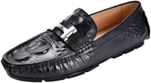 Men's Black Leather Platform Chunky Slip-On Penny Loafers Mens Fashion Backless Dress Shoes Flat Boat Shoes