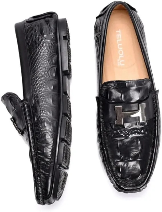 Men's Black Leather Platform Chunky Slip-On Penny Loafers Mens Fashion Backless Dress Shoes Flat Boat Shoes