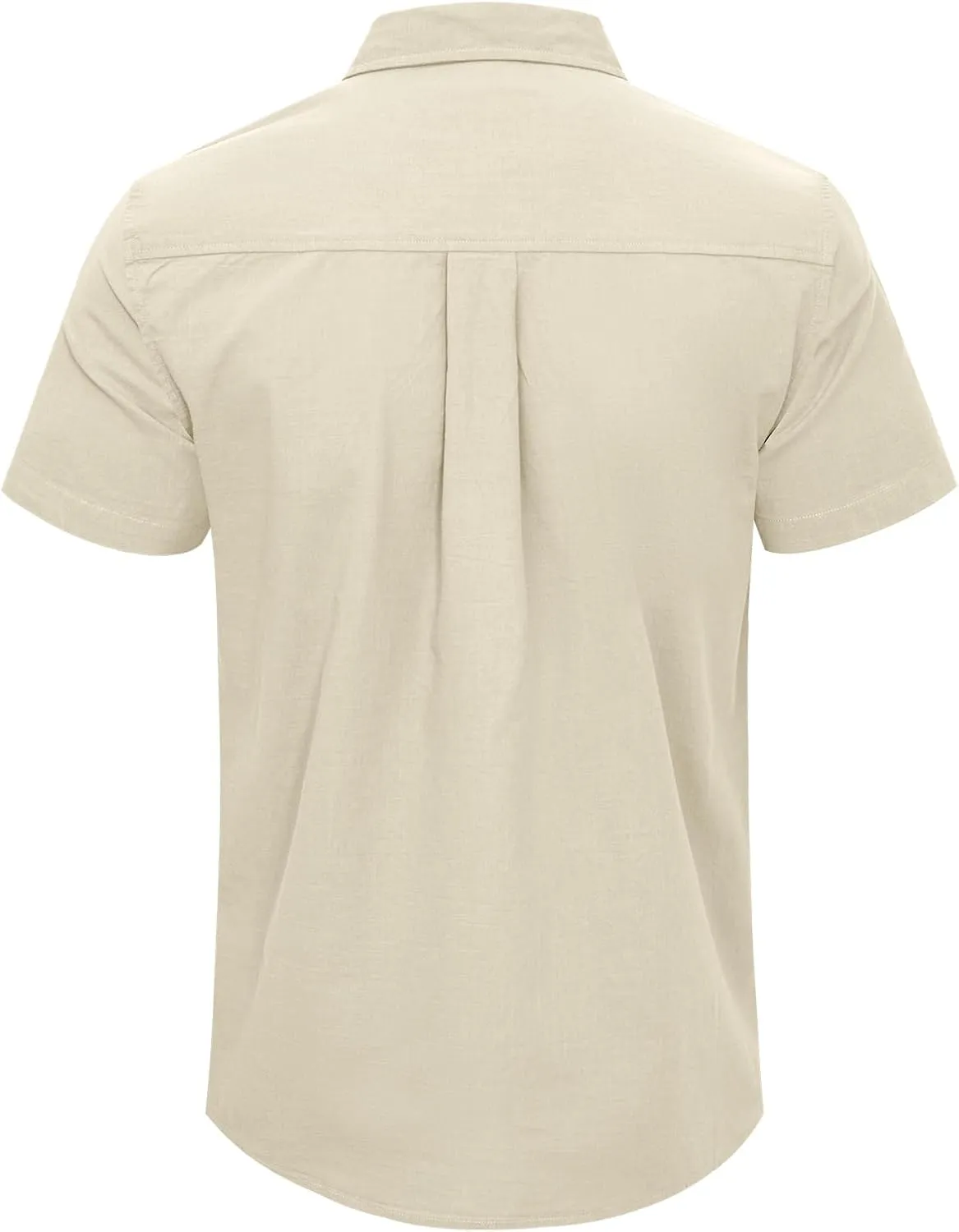 Mens Casual Linen Button Down Short Sleeve Shirts Beach Summer Spread Collar Pocket Tops