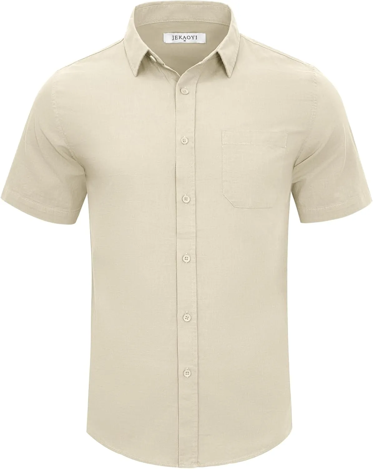 Mens Casual Linen Button Down Short Sleeve Shirts Beach Summer Spread Collar Pocket Tops