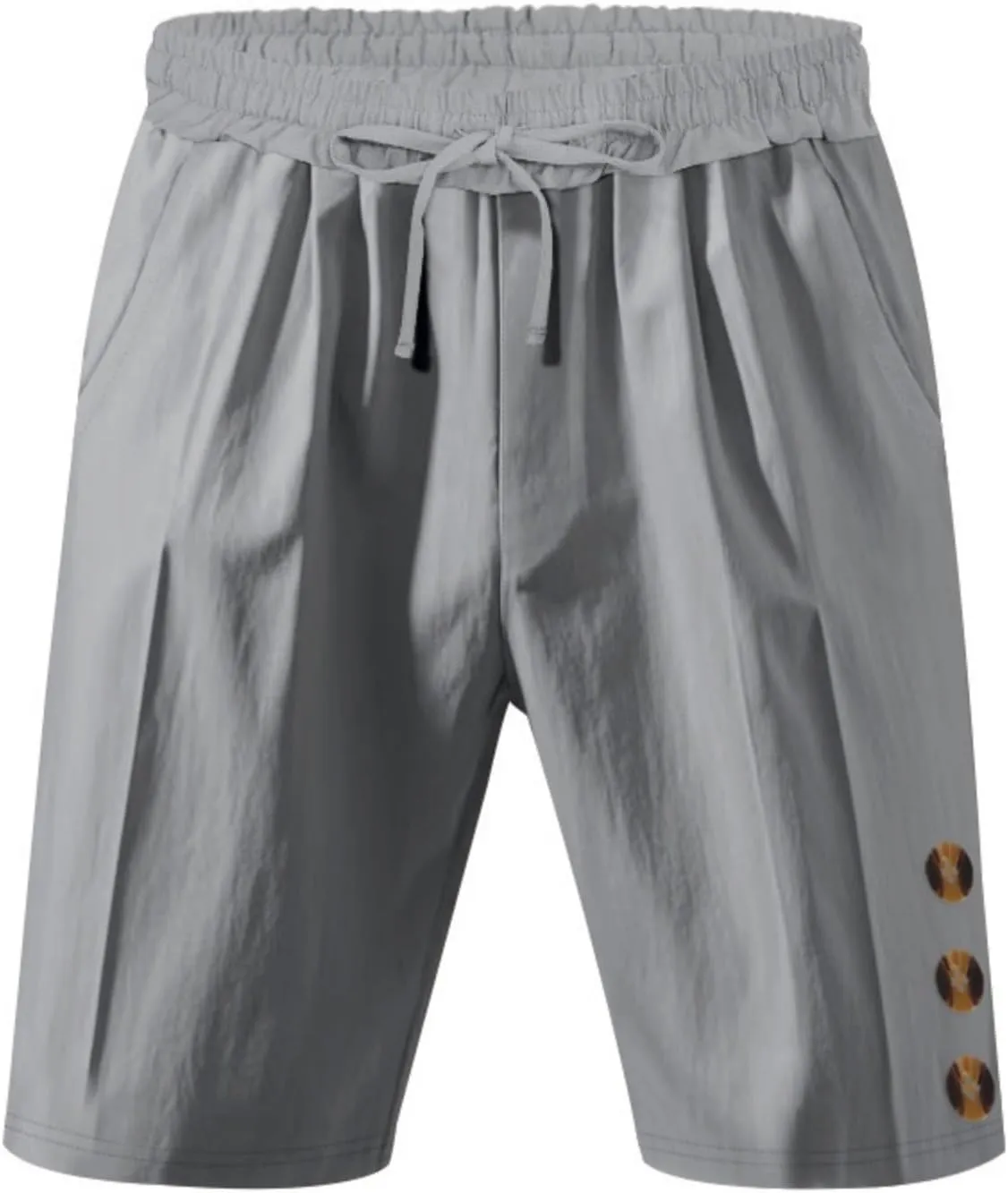 Mens Cotton Linen Shorts Casual Drawstring Elastic Waist Summer Beach Short Vacation Shorts with Pockets
