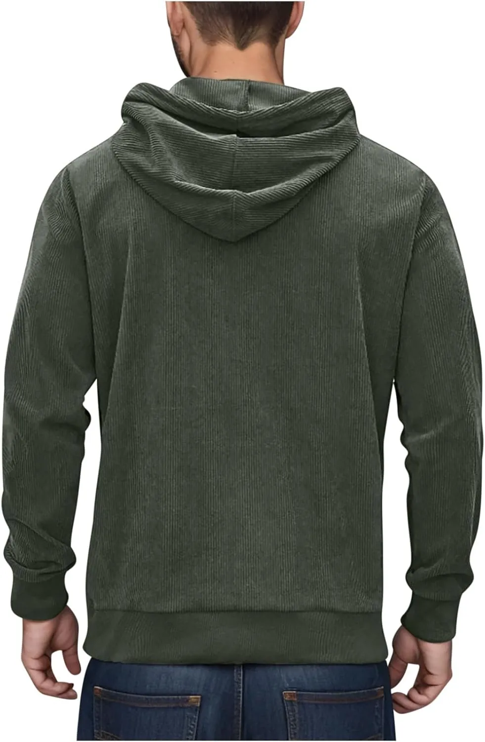 Mens Hooded Sweatshirt Long Sleeve Casual Corduroy Drawstring Pullover Hoodies with Pocket,2024 Tall and Big Tops