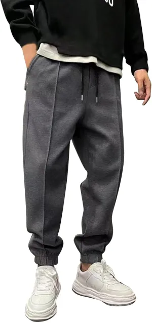 Mens Jogger Sweatpants Baggy Plus Size Comfy Thick Fleece Sweatpants Drawstring Workout Lounge Pants Joggers with Pocket